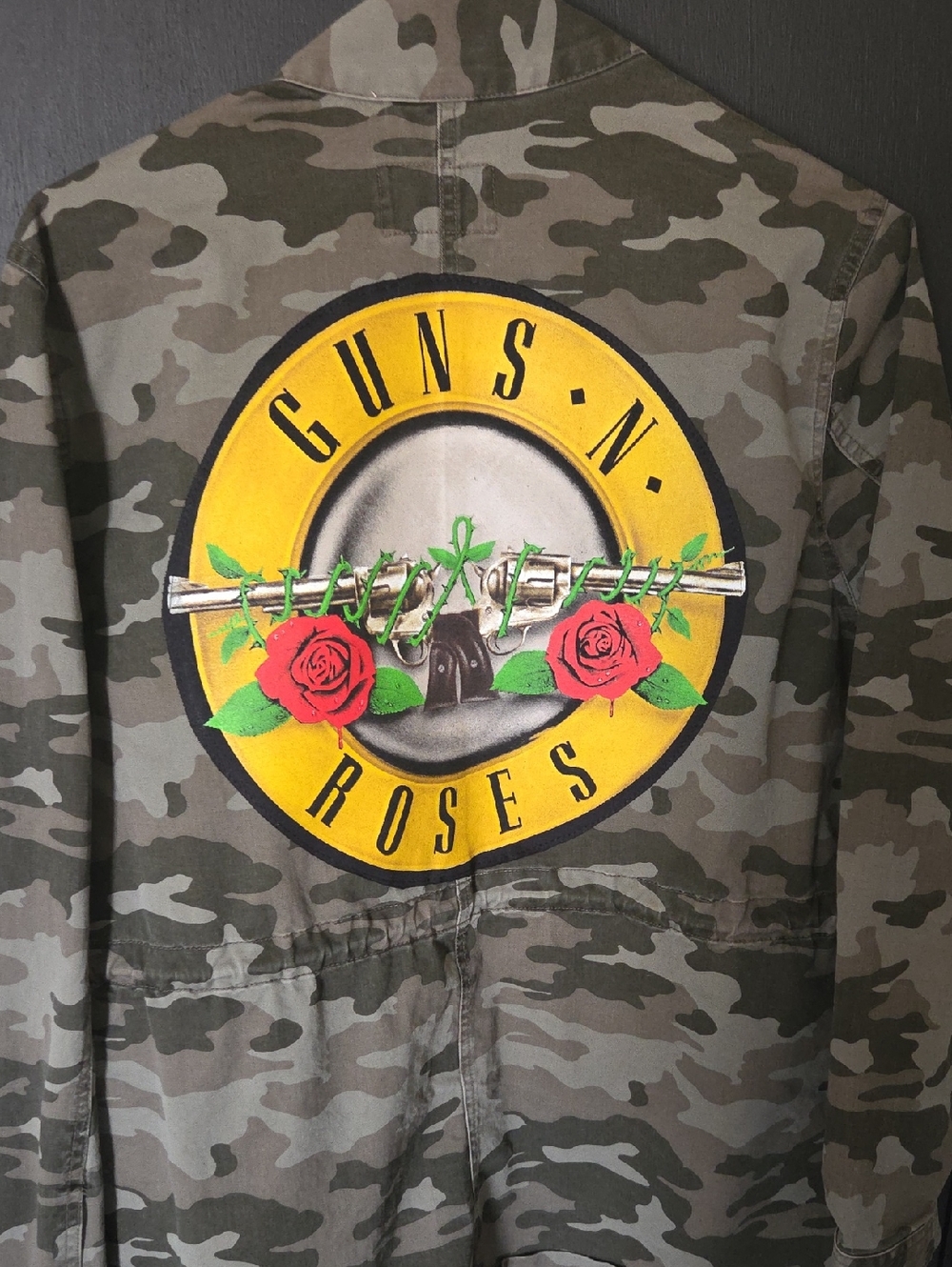 Guns N' Roses Camo Jacket with Bold Back Patch Love Jackets W a Twist !!!